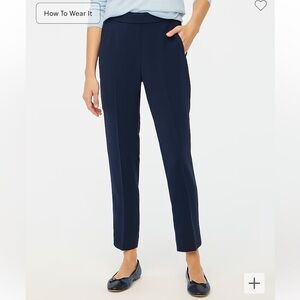 J. Crew EUC Navy Cropped Jamie pant with elastic waist slightly tapered Size 2